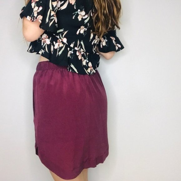 NWT Madewell maroon pocket mini skirt - Picture 6 of 8